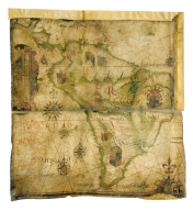 Fragment of a nautical chart showing the coasts of Central and South America on the Atlantic and Pacific Ocean