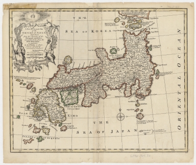A new and accurate map of the Empire of Japan : laid down from the memoirs of the Portuguese and Dutch, and particularly from the Jesuit missionaries, as publish'd by the Sr. Bellin at Paris, being adjusted by astronomical observat.ns