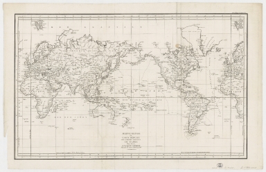 Mappemonde ou Carte réduite des parties connues du globe pour servir au voyage de La Pérouse, fait dans les années 1785, 86, 87, et 88.