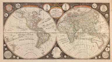 A new map of the world : with all the new discoveries by Capt. Cook and other navigators : ornamented with the Solar System, the eclipses of the sun, moon & planets &c.