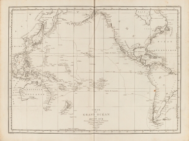 Carte du Grand Océan ou Mer du Sud : dressée pour la Relation du voyage de découvertes faites par les frégates françaises la Boussole et l'Astrolabe dans les années 1785, 86, 87, et 88