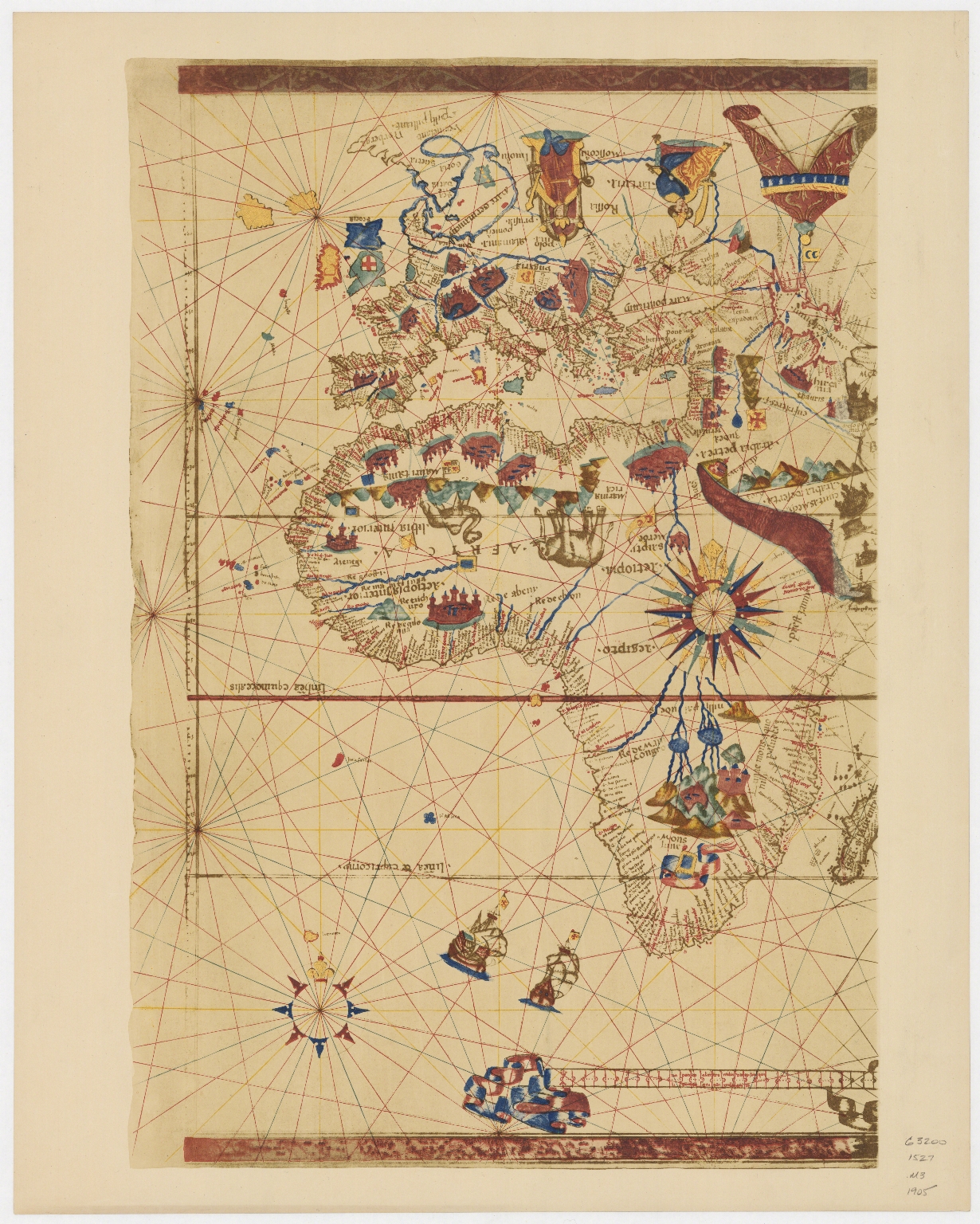 Map of the World by Viconte di Maiollo, 1527.Part 3