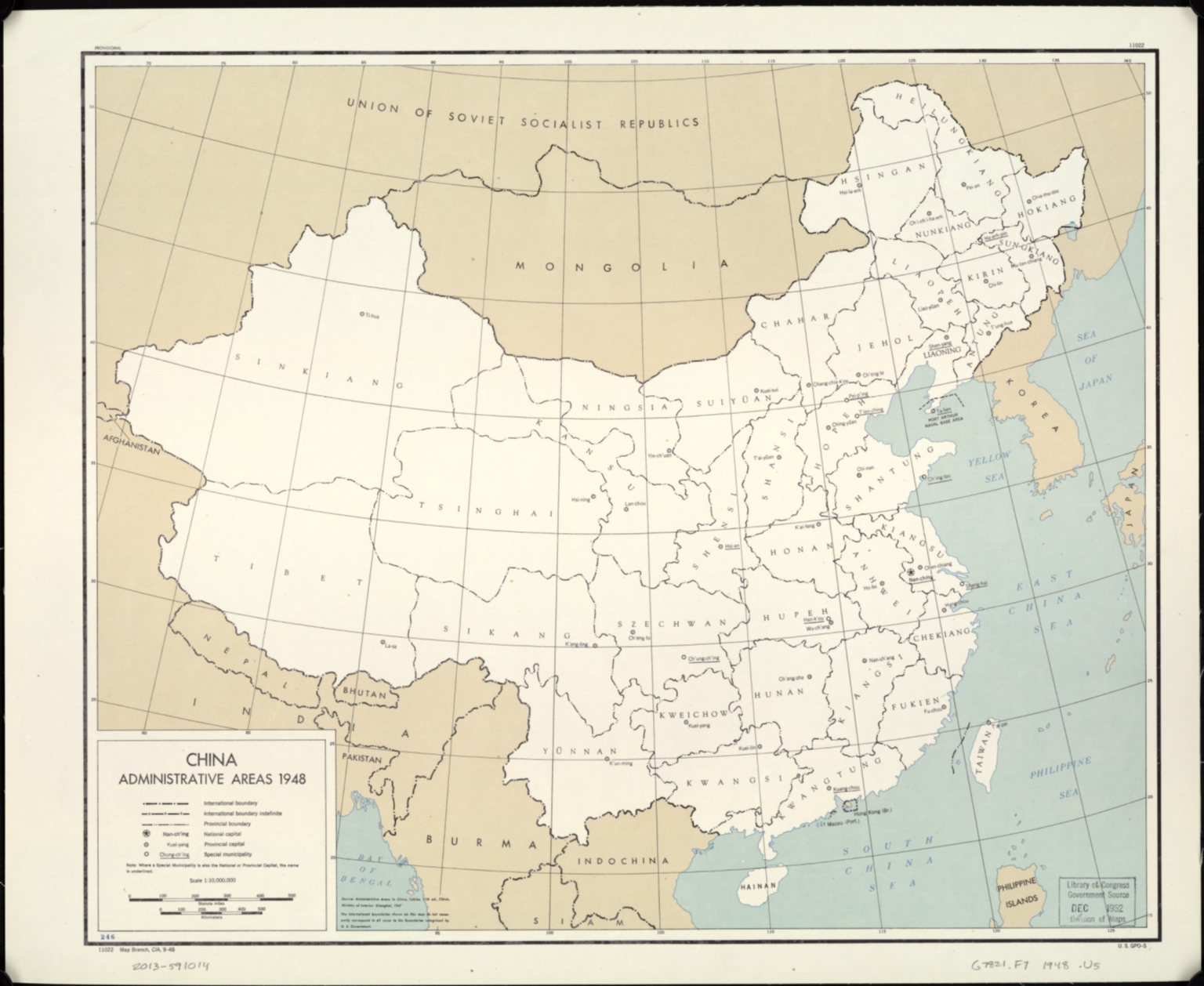 China, administrative areas 1948
