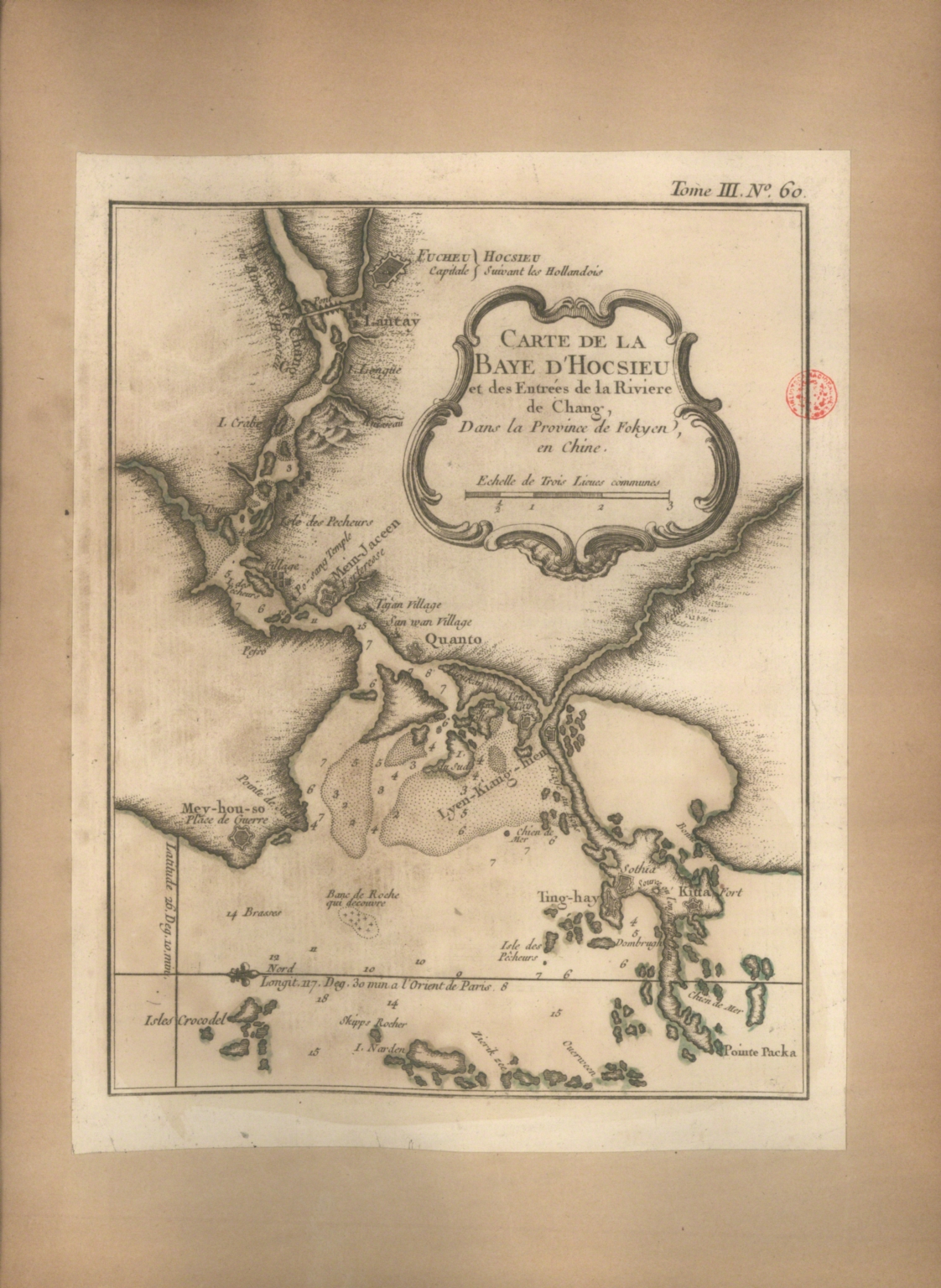 Carte de la Baye d'Hocsieu et des entrées de la riviere de Chang, dans la Province de Fokyen, en Chine
