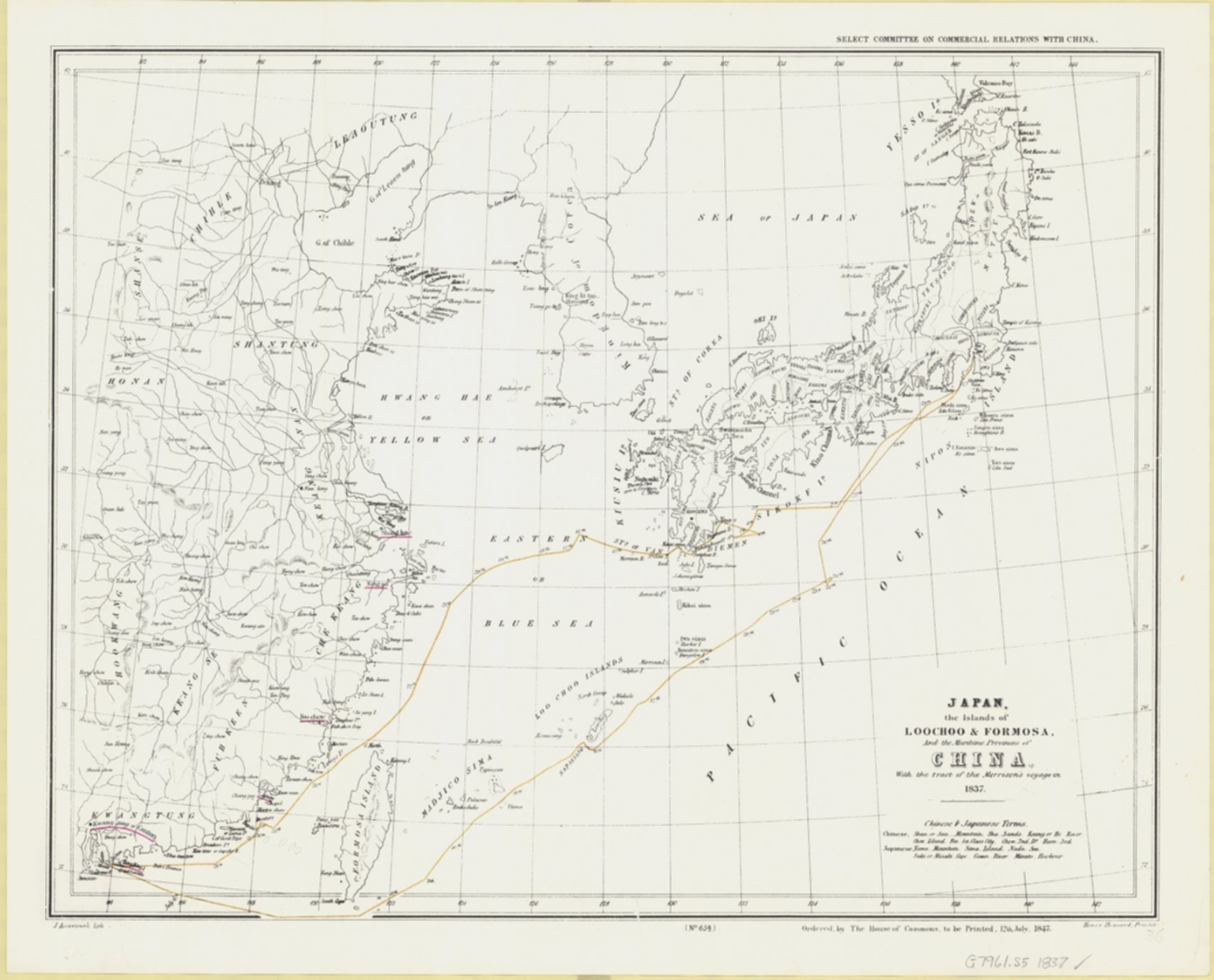 Japan, the islands of Loochoo & Formosa, and the maritime provinces of China with the tract of the Morrison's voyage in 1837
