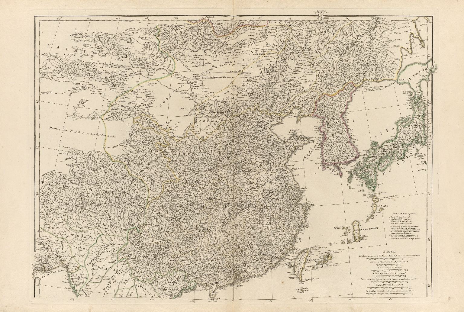 Seconde partie de la carte d'Asie, contenant la Chine et partie de la Tartarie, l'Inde au delà du Gange, les isles Sumatra, Java, Borneo, Moluques, Philippines et du Japon.Part 1