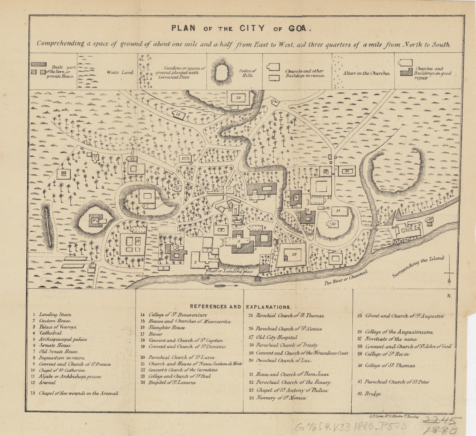 Plan of the city of Goa : comprehending a space of ground of about one mile and a half from east to west, and three quarters from north to south